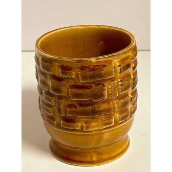 Vintage Brick Design Textured Yellow Brown Ceramic Coffee Tea Cocoa Mug - Picture 6 of 6